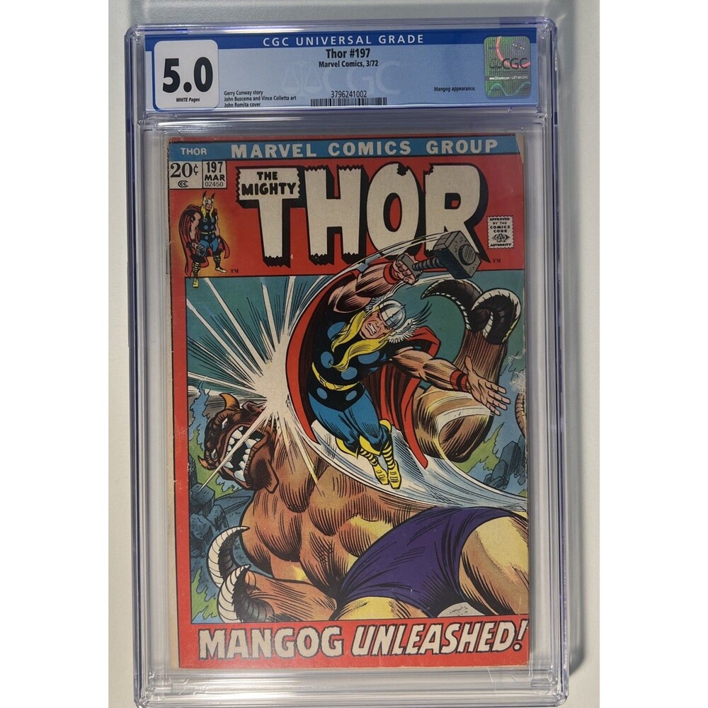 Thor #197 CGC 5.0 1972 Marvel White Pages Classic Bronze Age Cover